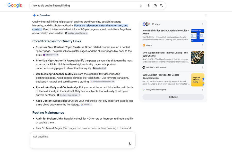 Google search results page
