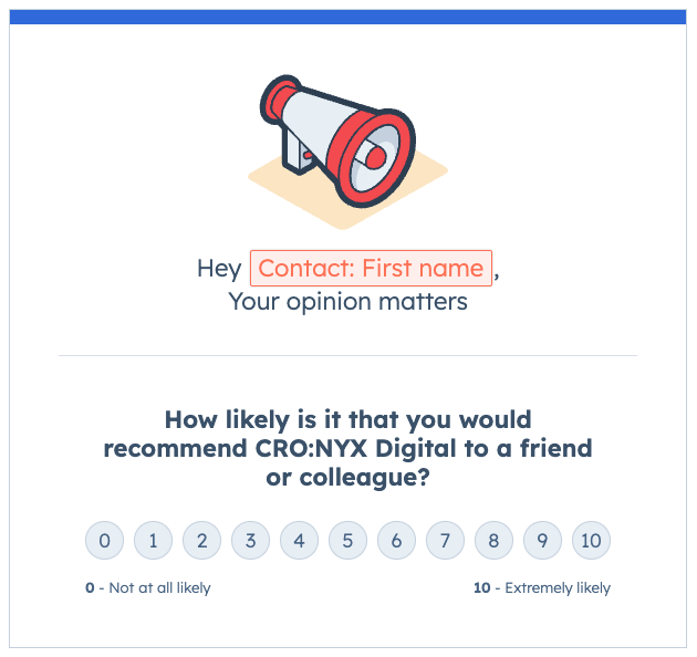 CRO:NYX Digital HubSpot Survey for NPS