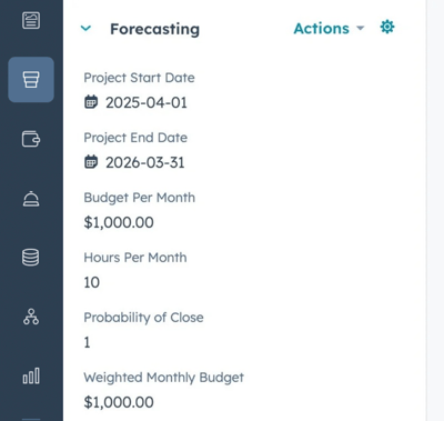 HubSpot Forecasting Properties