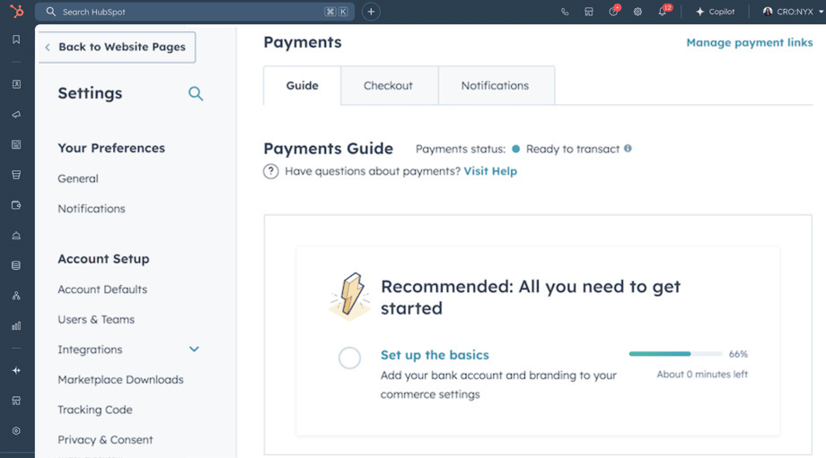 HubSpot Payments set up