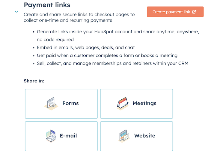 Sharing HubSpot payment links