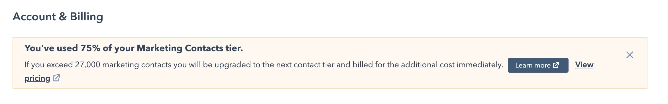 HubSpot Contact Usage Threshold