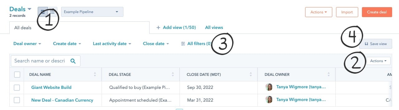 HubSpot Deals Table Customization