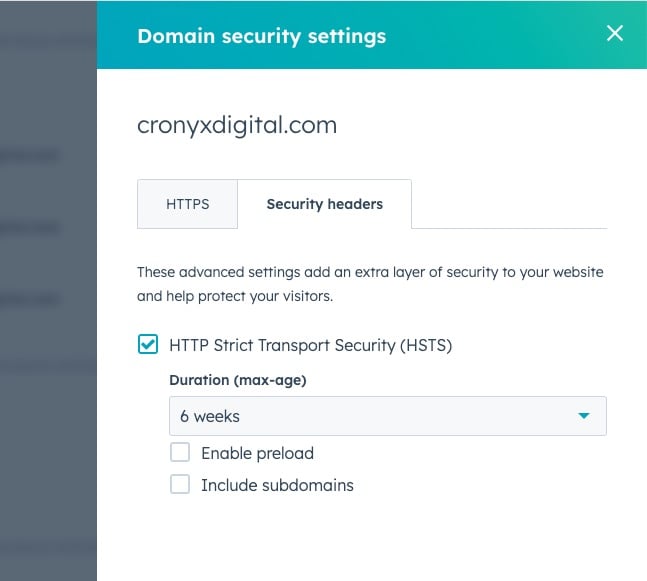 HubSpot Security Settings