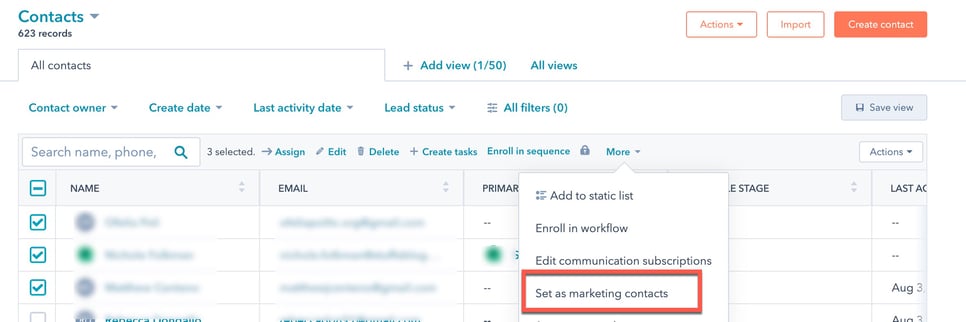 Set a HubSpot Marketing Contact