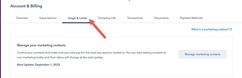 HubSpot Contact Usage Limits
