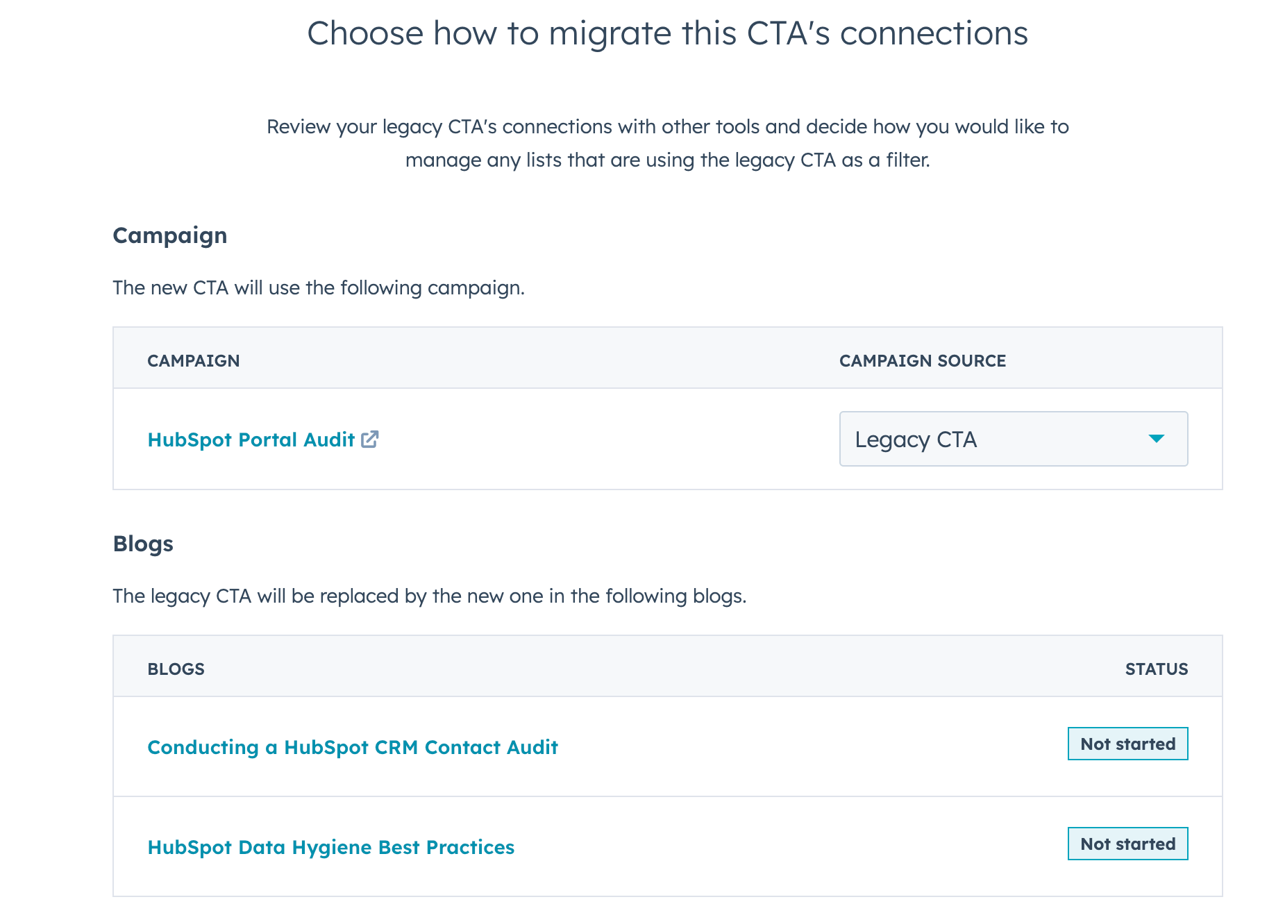 migrate cta list