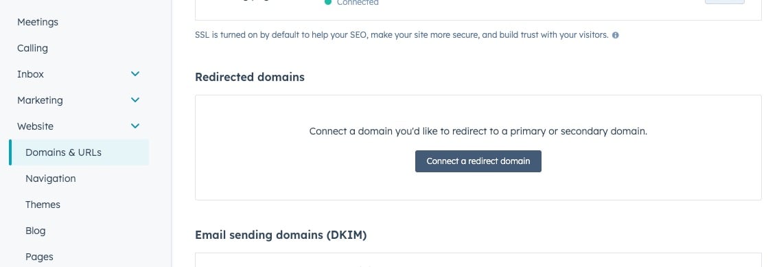 HubSpot Redirected Domains