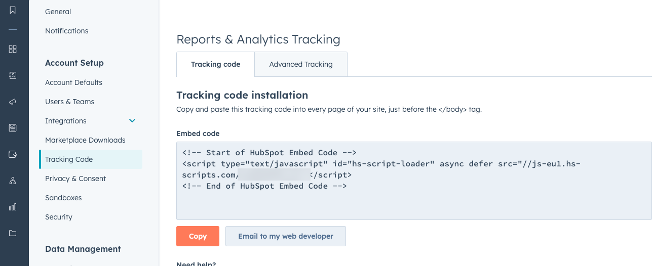 HubSpot Tracking Code for Form Listener