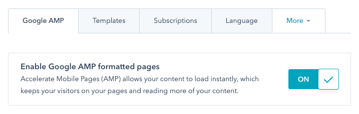 Enabling Google AMP in HubSpot