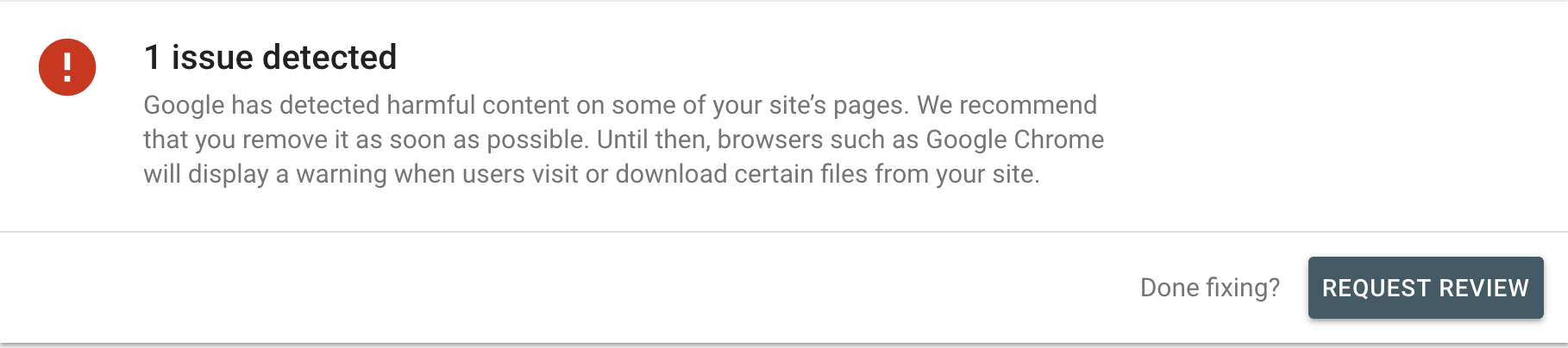 Google Search Console Harmful Content Warning