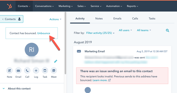Unbounce a HubSpot Contact